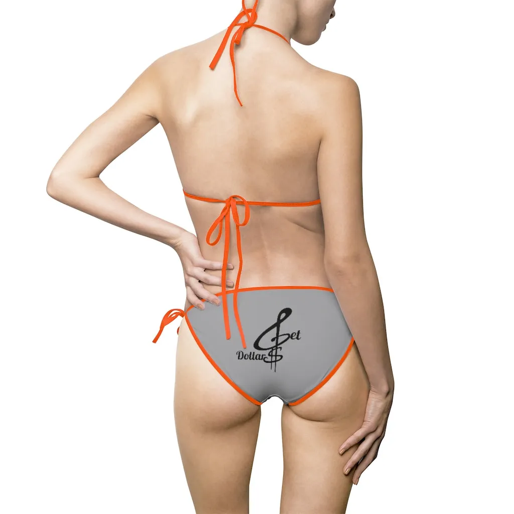 Bikini Grey Swimsuit (Multiple Strap Colors)