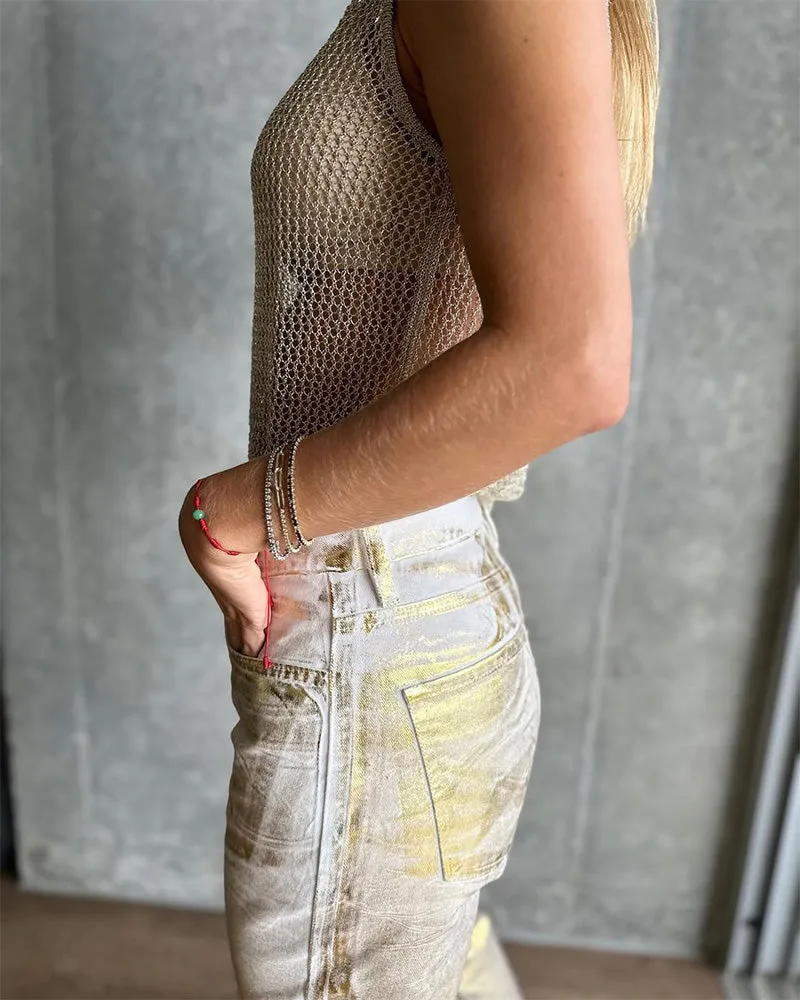 Billie – Women's Metallic High-Waisted Jeans
