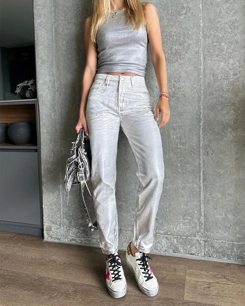 Billie – Women's Metallic High-Waisted Jeans
