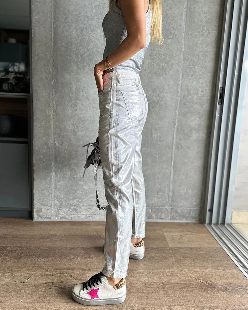 Billie – Women's Metallic High-Waisted Jeans