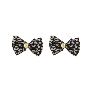 Black & 18K Gold-Plated Leopard Bow Stud Earrings