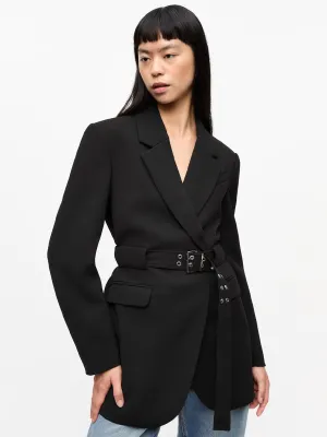 Black Bonded Crepe Blazer
