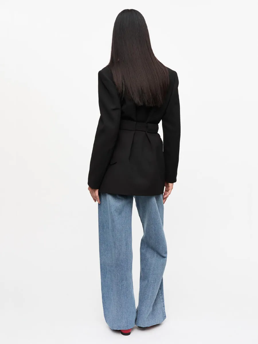 Black Bonded Crepe Blazer