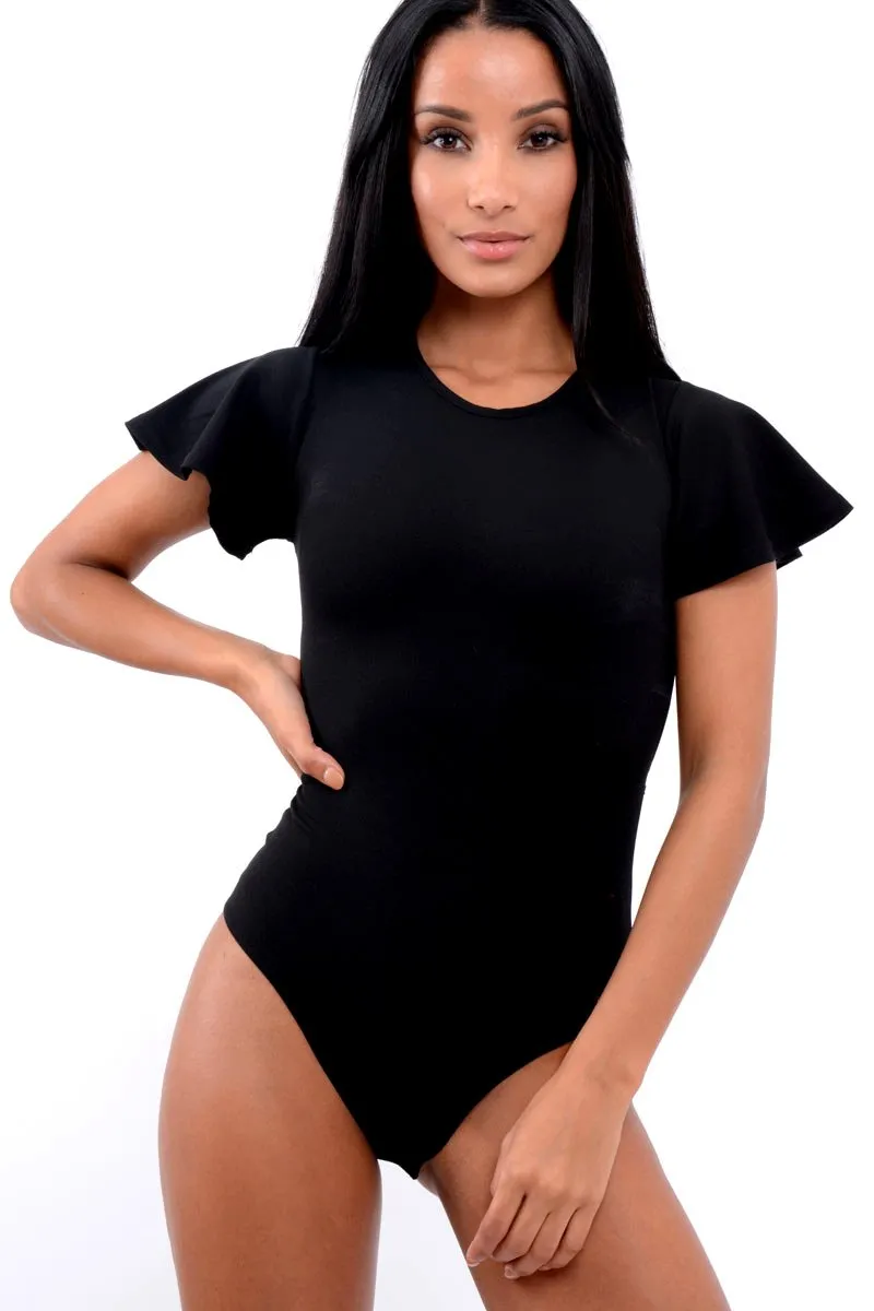 Black Lace Up Back Bodysuit -  Kyra
