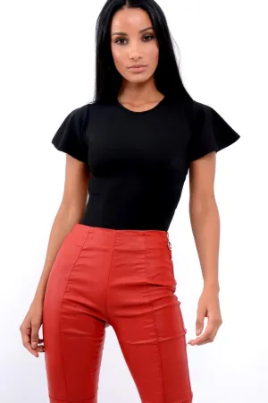 Black Lace Up Back Bodysuit -  Kyra