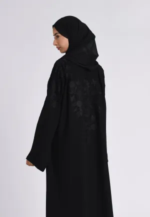 Black on Black Closed Nawra Abaya (Premium)