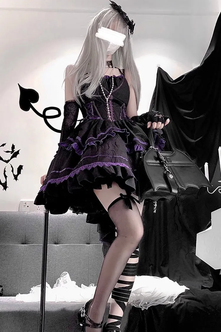 Black/Purple Seine River Multi-layer Ruffle Ballet Style Gothic Lolita Jsk Dress