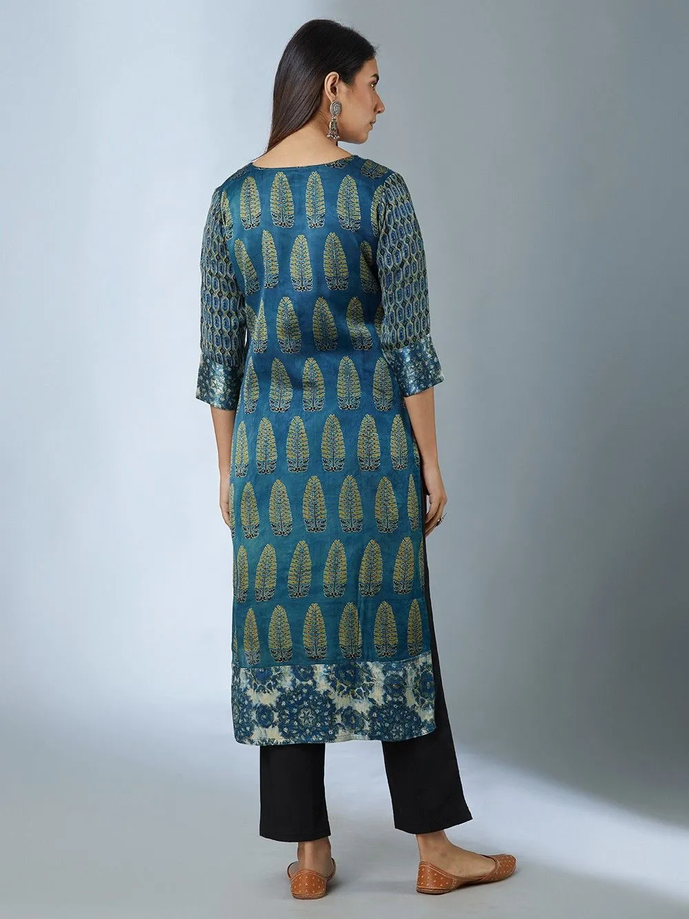 BLUE AJRAK KURTA