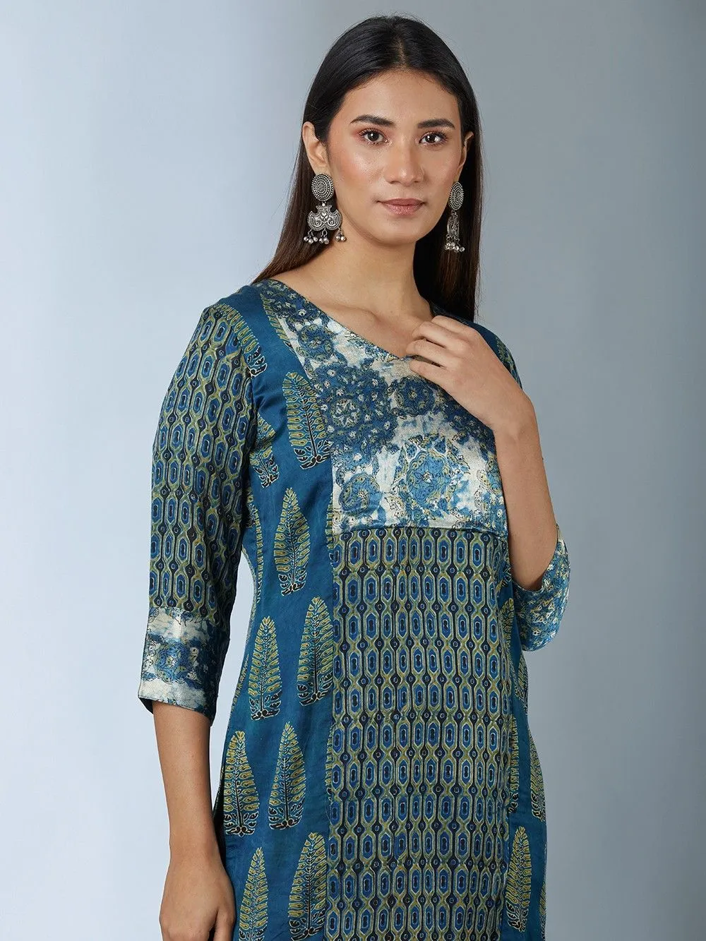 BLUE AJRAK KURTA