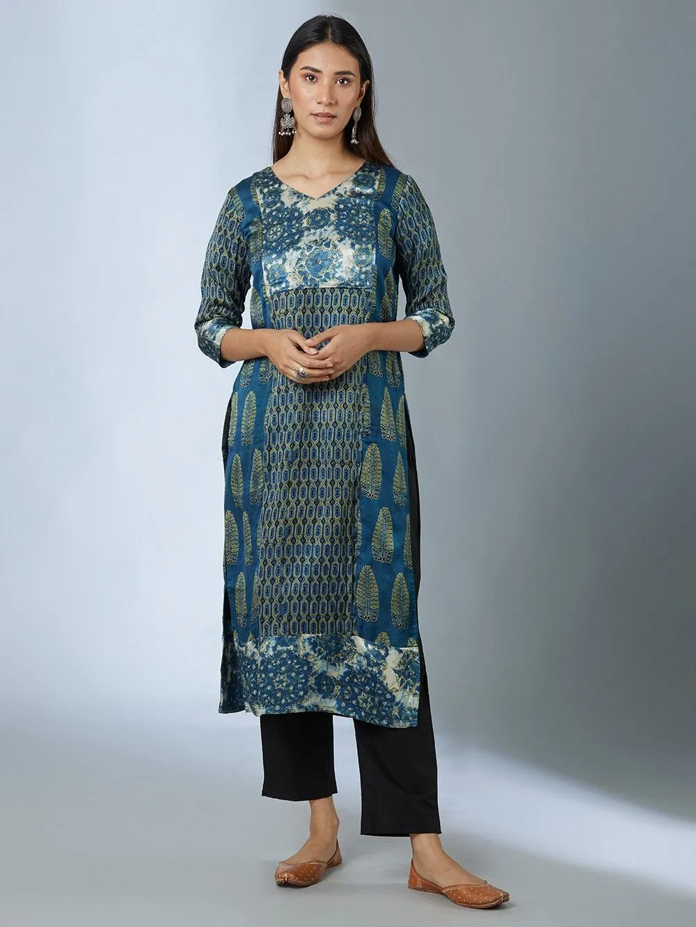 BLUE AJRAK KURTA