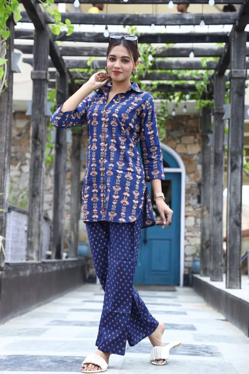 Blue Cord Set In Comfy Cotton