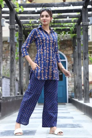 Blue Cord Set In Comfy Cotton