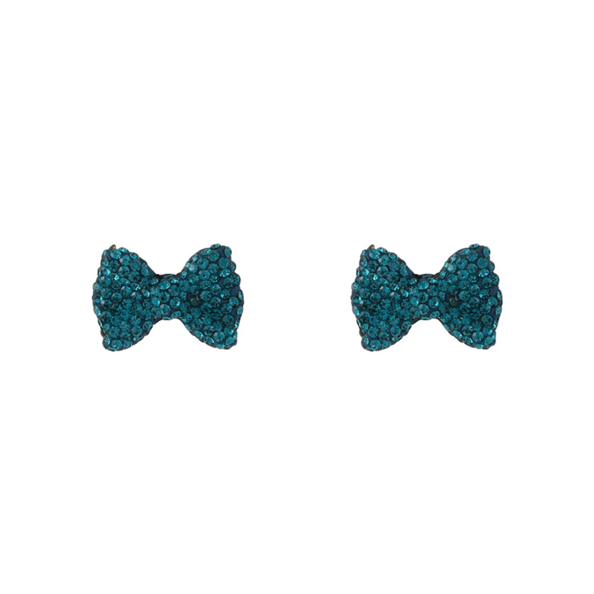Blue Cubic Zirconia & Silver-Plated Bow Stud Earrings