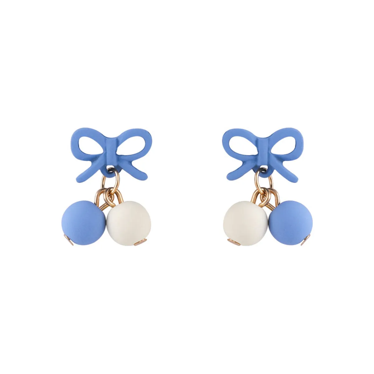 Blue Enamel & 18K Gold-Plated Bow Drop Earrings