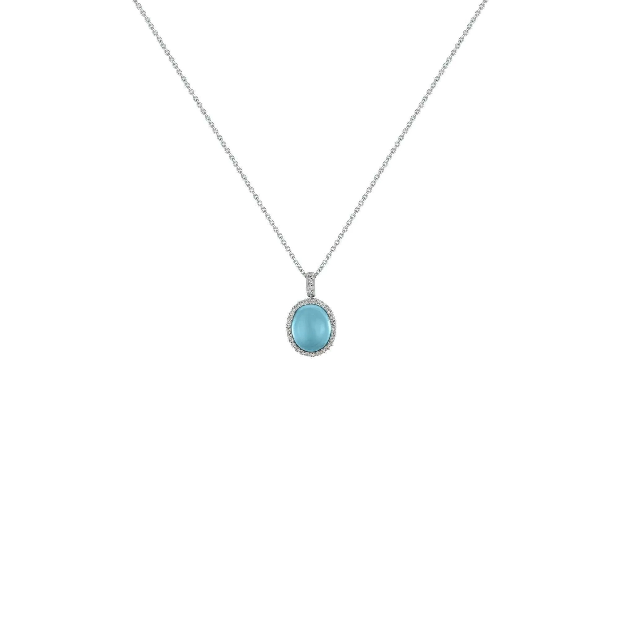 Blue Topaz and Diamond Accent Fashion Pendant in Silver