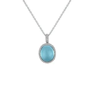 Blue Topaz and Diamond Accent Fashion Pendant in Silver
