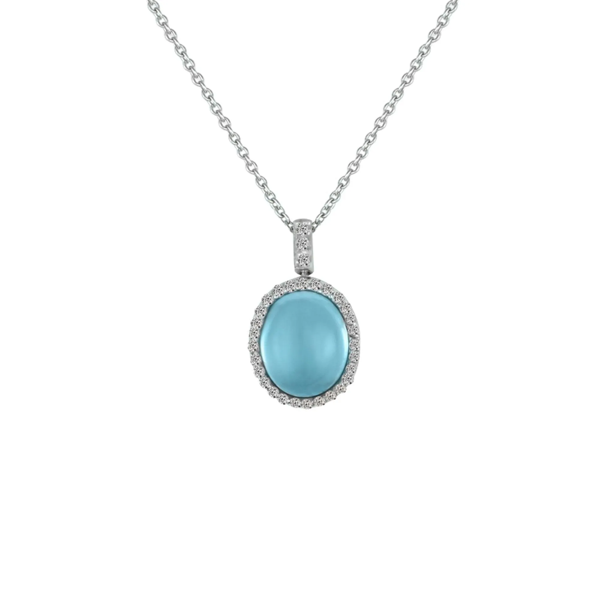 Blue Topaz and Diamond Accent Fashion Pendant in Silver