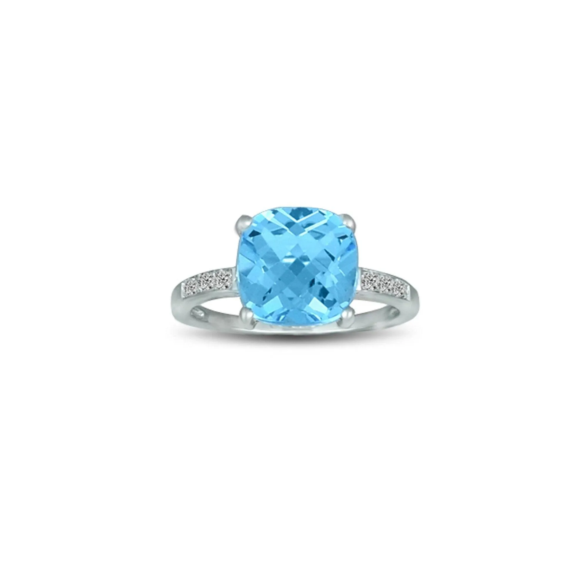 Blue Topaz and Diamond Accent Ring in Silver