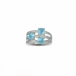 Blue Topaz and Diamond Accent Ring in Sterling Silver