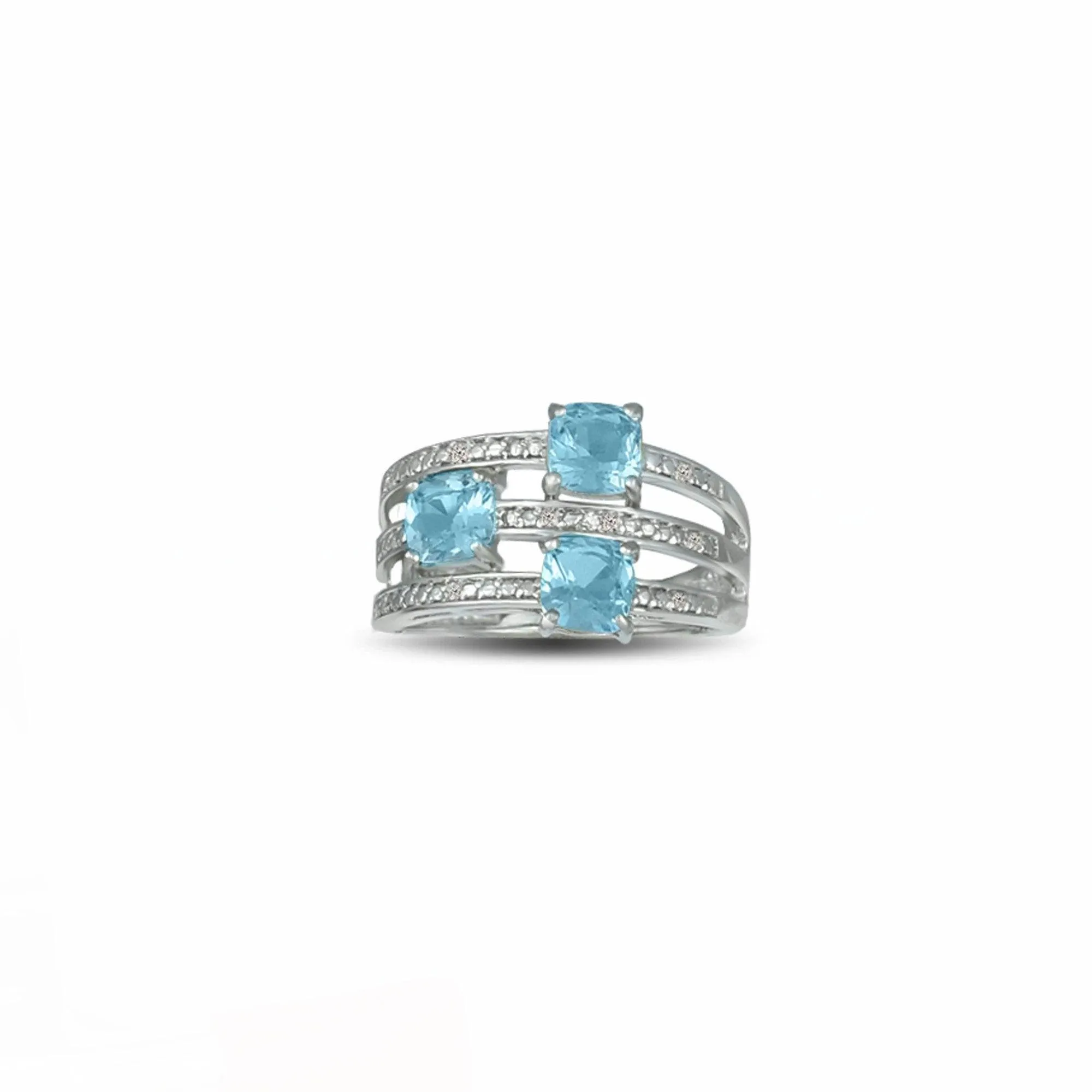 Blue Topaz and Diamond Accent Ring in Sterling Silver