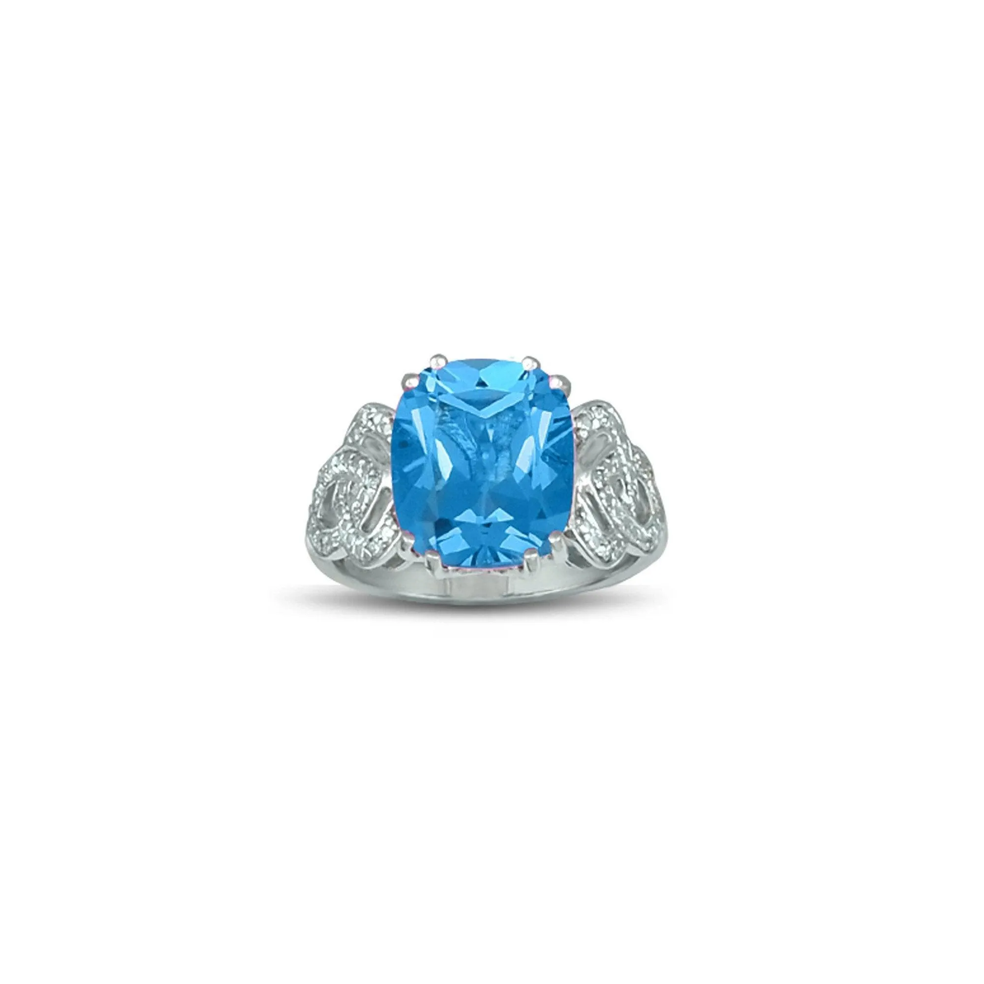 Blue Topaz and Diamond Accent Ring in Sterling Silver