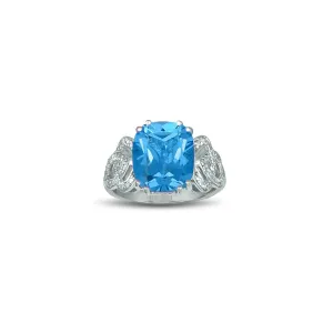 Blue Topaz and Diamond Accent Ring in Sterling Silver