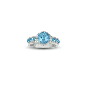Blue Topaz and Diamond Accent Ring in Sterling Silver
