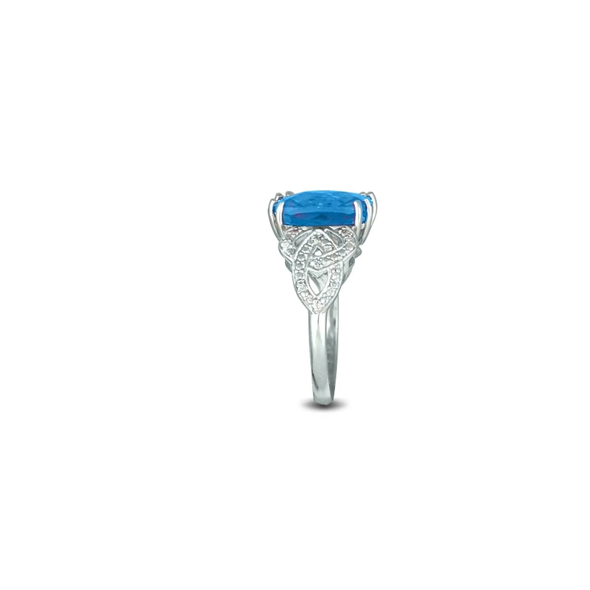 Blue Topaz and Diamond Accent Ring in Sterling Silver