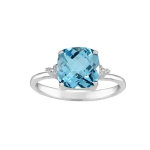 Blue Topaz and Diamond Accent Ring in Sterling Silver