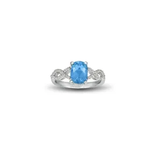 Blue Topaz and Diamond Fashion Sterling Silver Ring