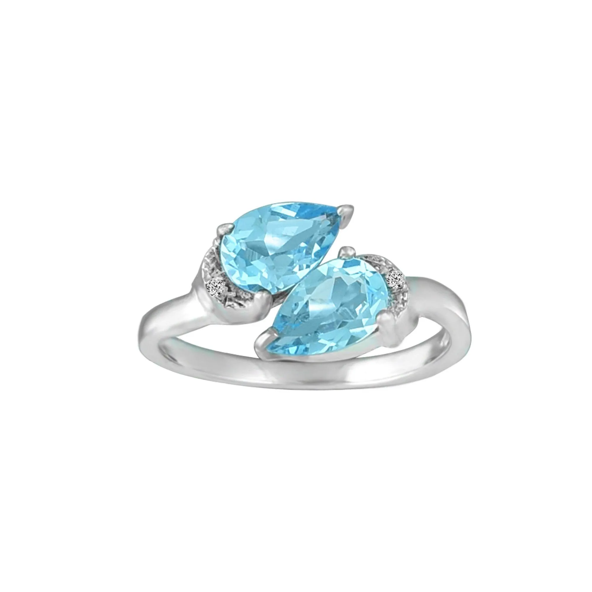 Blue Topaz and Diamond Ring in Sterling Silver