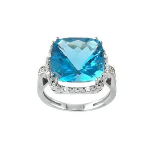 Blue Topaz and Diamond Ring