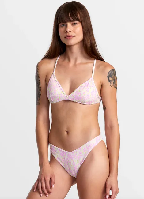 Blurred V-Front French Bikini Bottoms - Latte