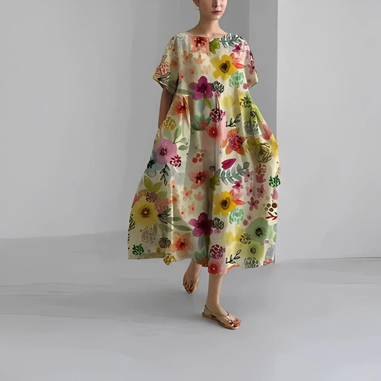 Boho Belle™ | Women's Floral Print Swing Dress | Casual Loose Fit, Lightweight Fabric & Comfortable Design