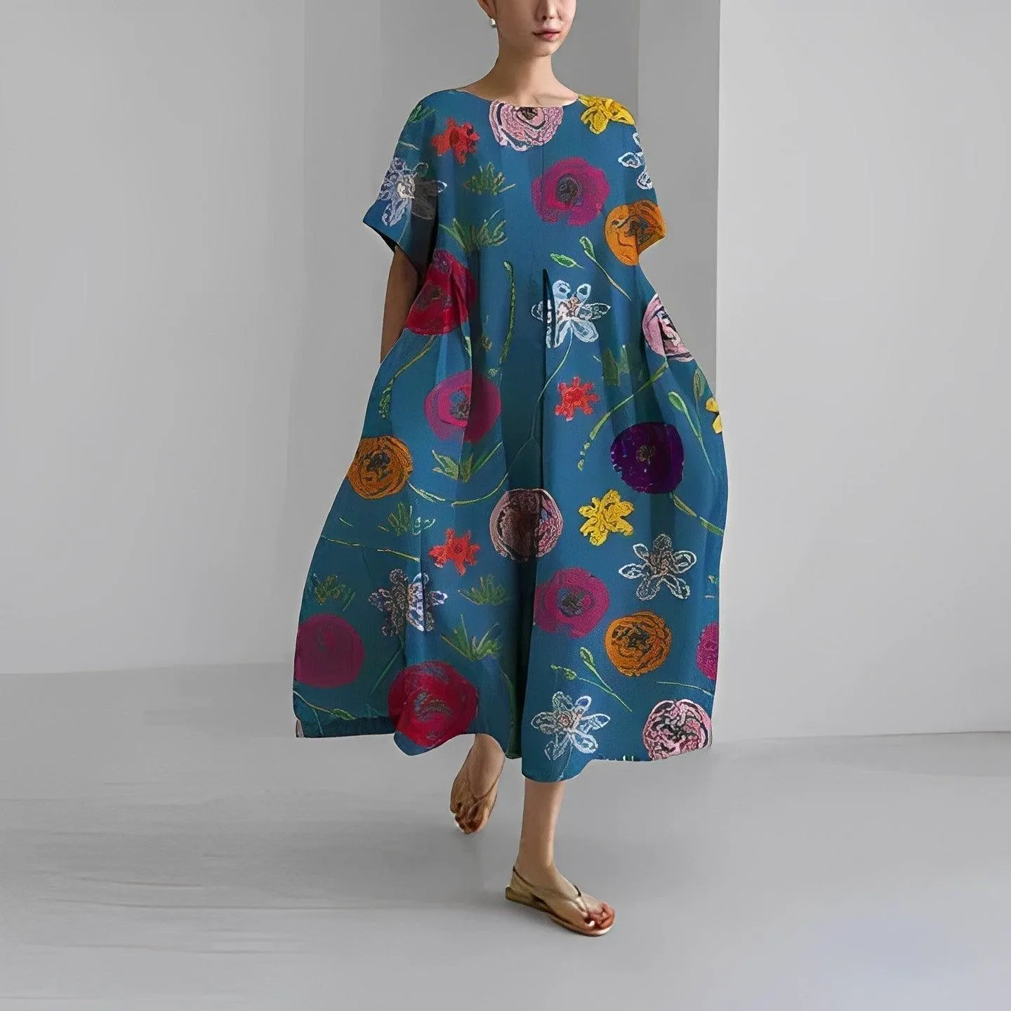 Boho Belle™ | Women's Floral Print Swing Dress | Casual Loose Fit, Lightweight Fabric & Comfortable Design