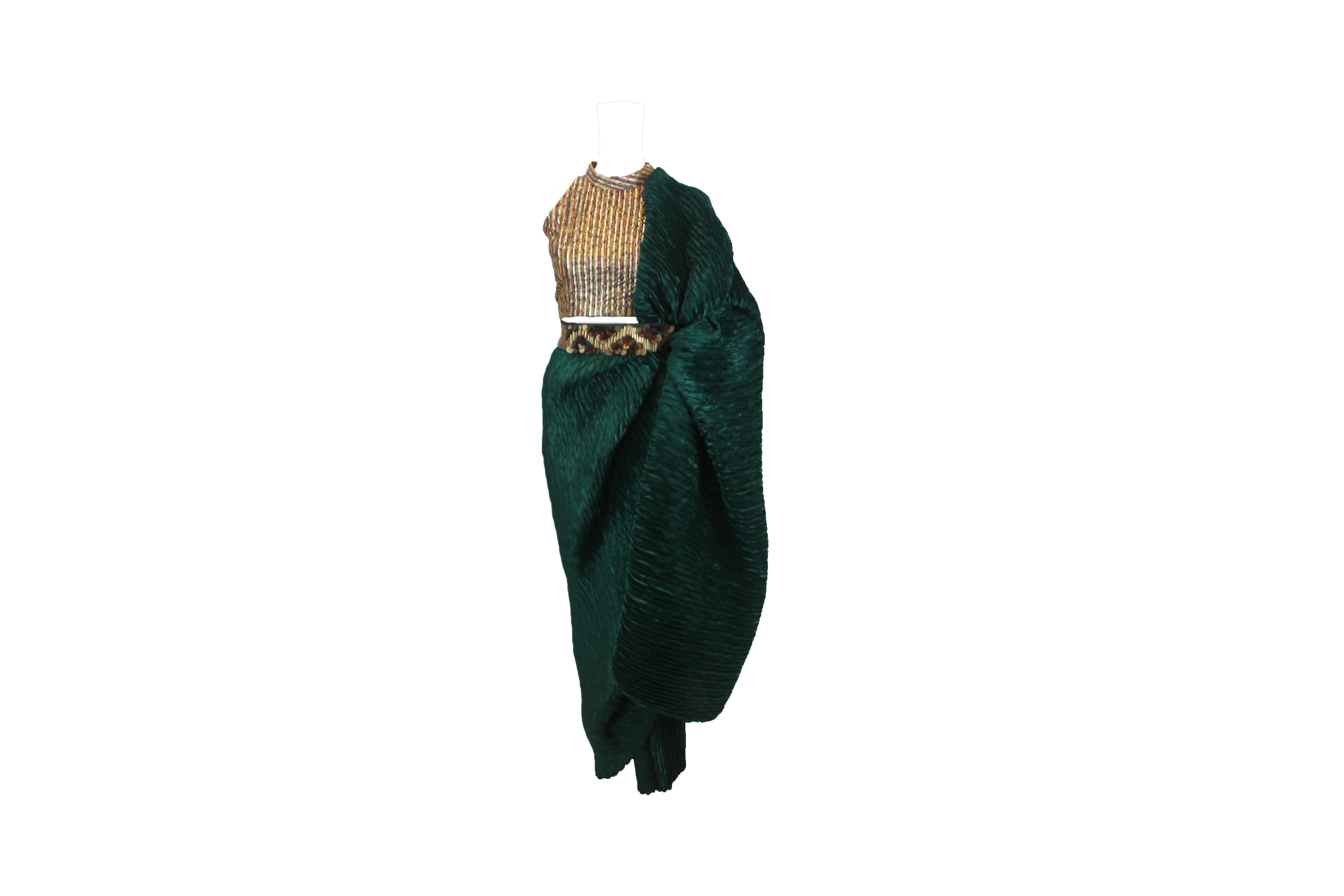 Bottle Green Pre-Draped Sari