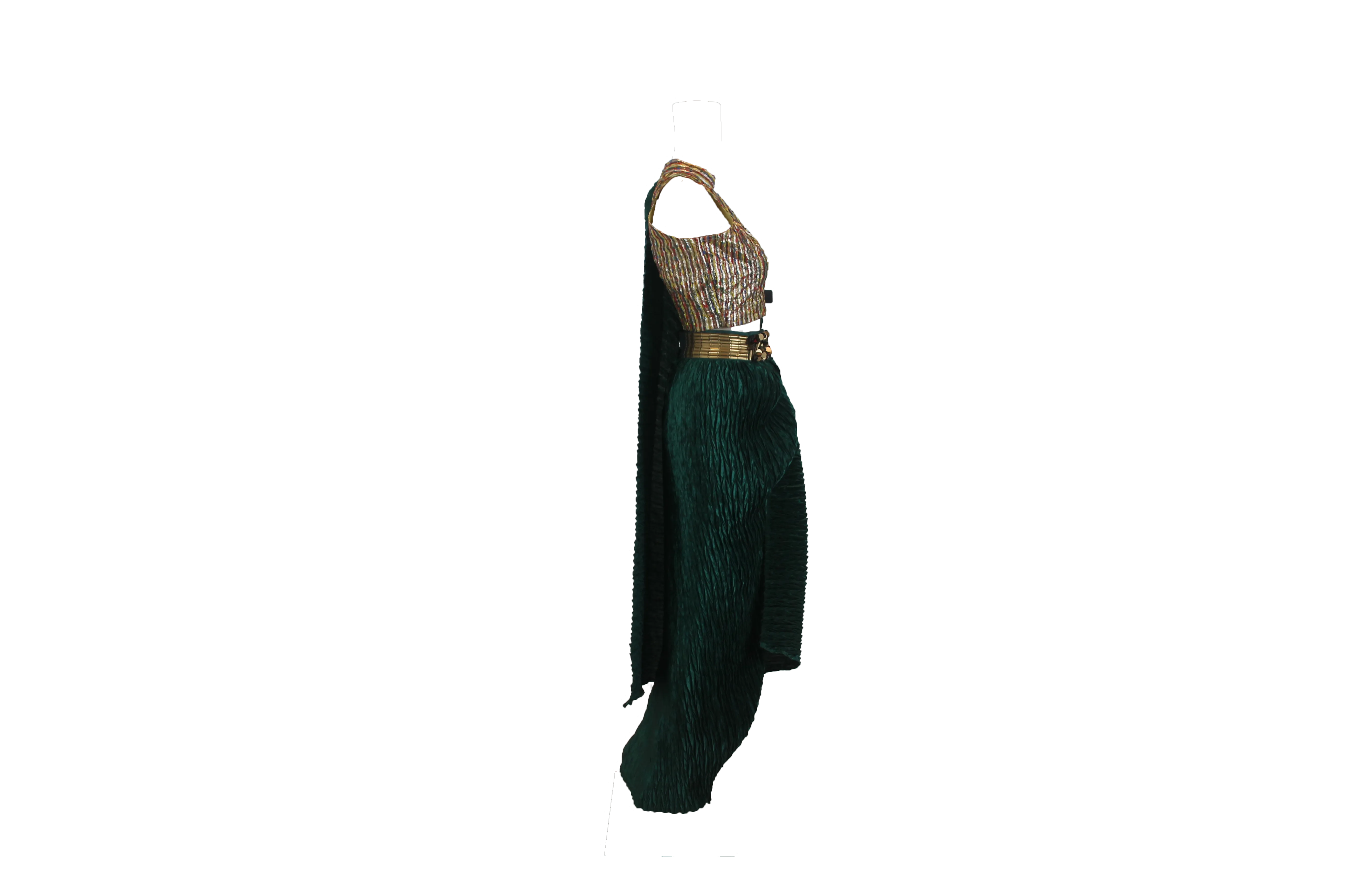 Bottle Green Pre-Draped Sari
