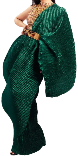 Bottle Green Pre-Draped Sari