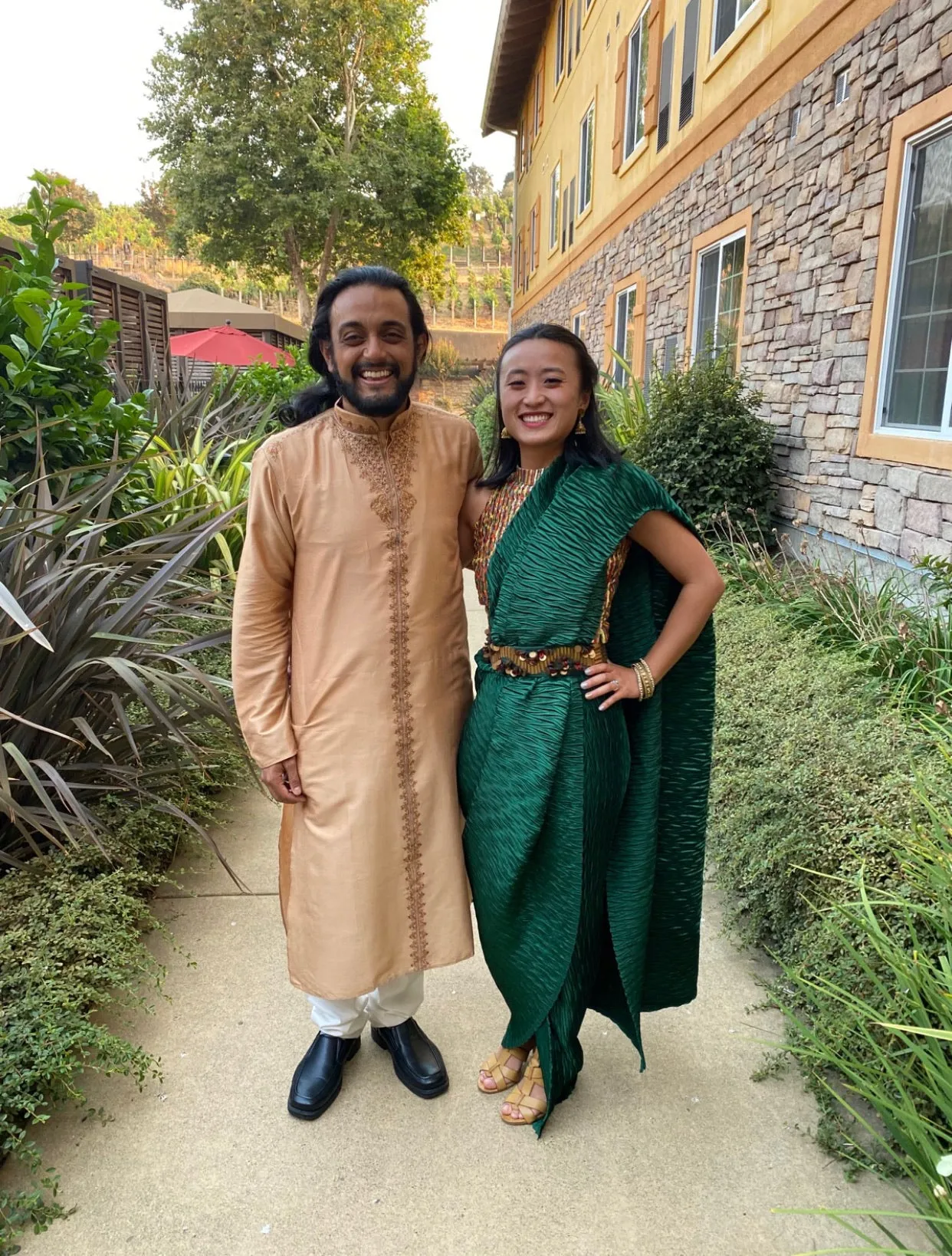 Bottle Green Pre-Draped Sari