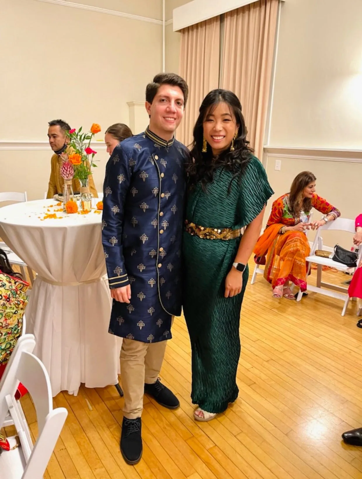 Bottle Green Pre-Draped Sari