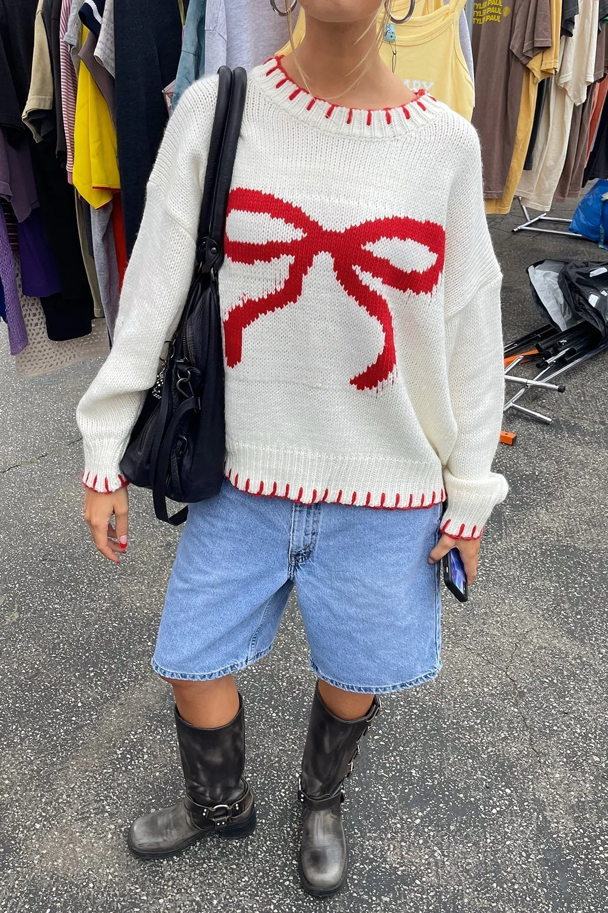 Bow Accent Knit Top