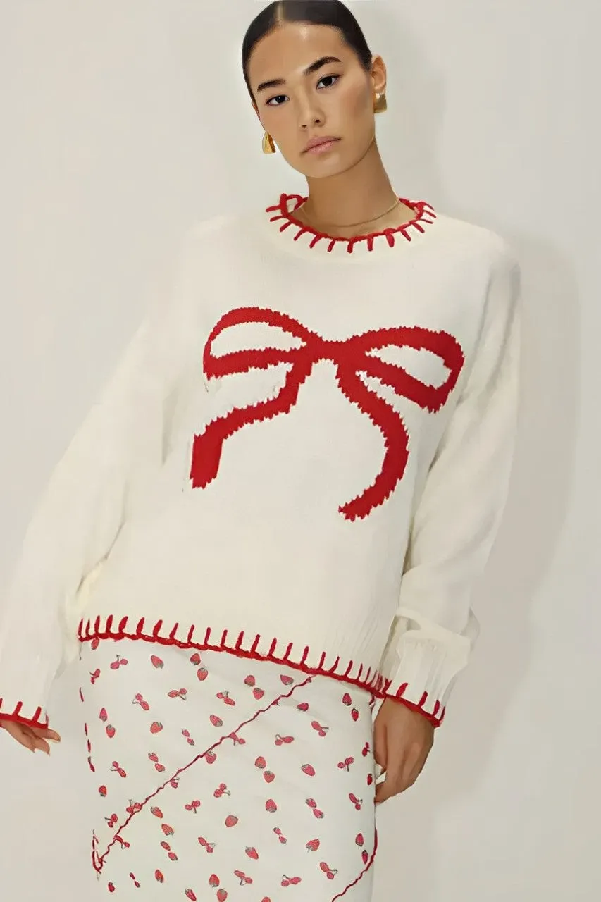 Bow Accent Knit Top