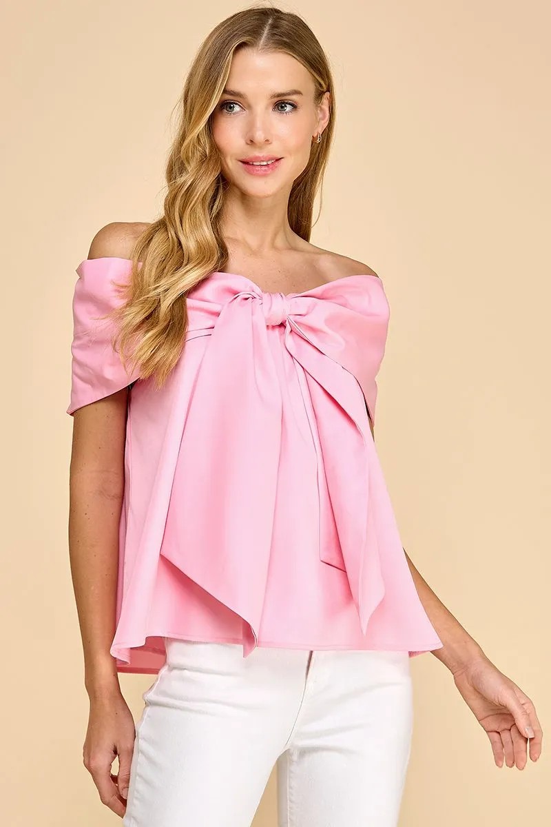 Bow Accented Off The Shoulder Top