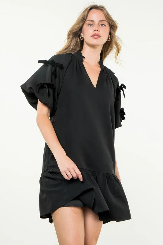Bow Detail Puff Sleeve Dress