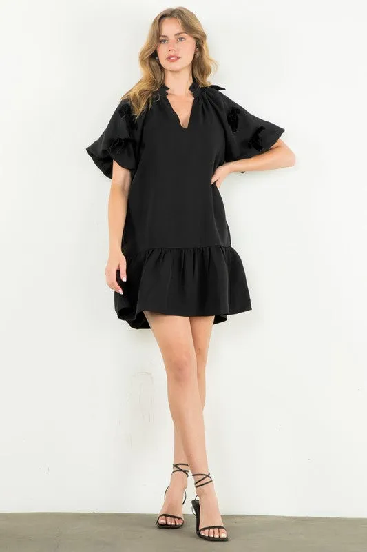 Bow Detail Puff Sleeve Dress