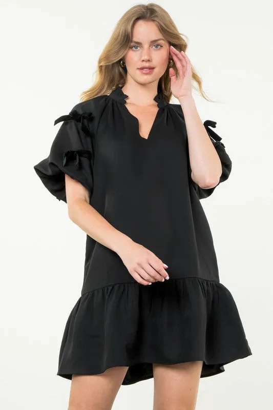 Bow Detail Puff Sleeve Dress