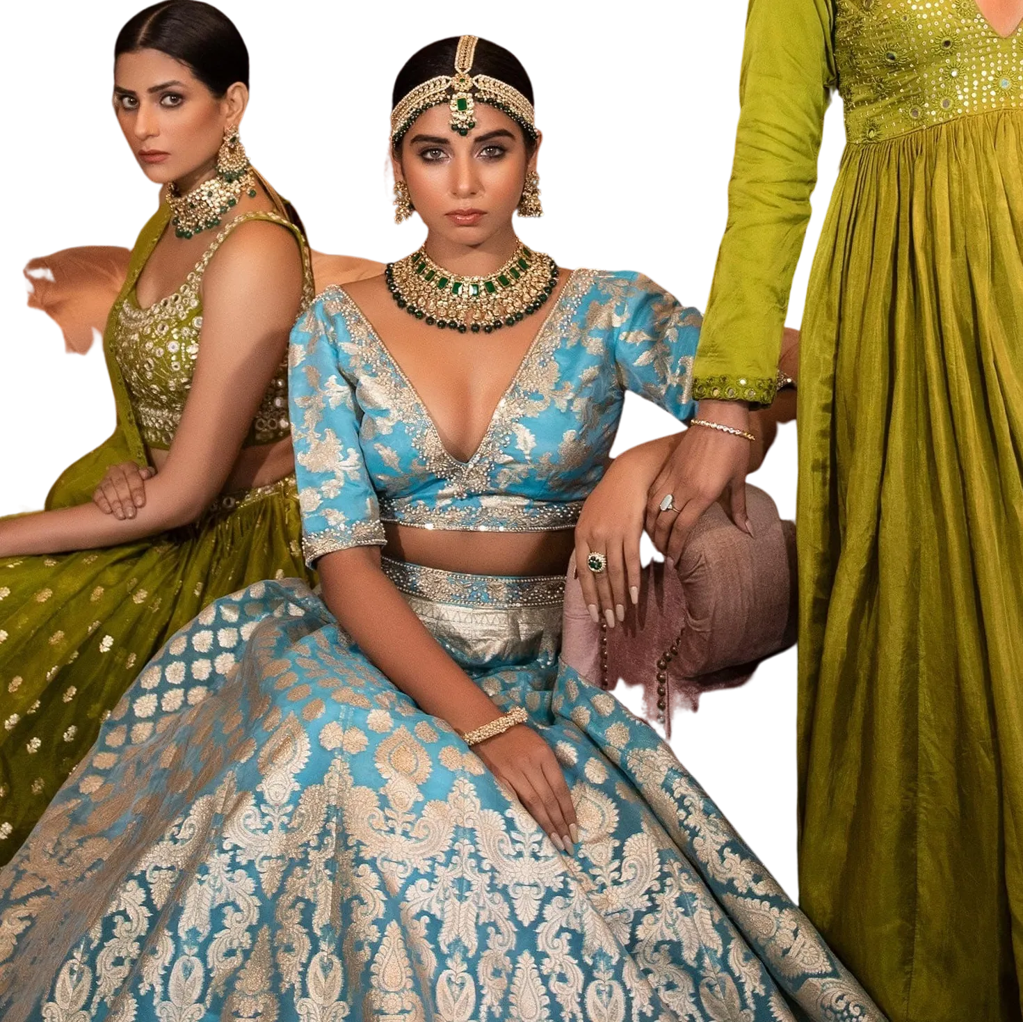 Bright Blue Based Organza Banarasi Lehenga