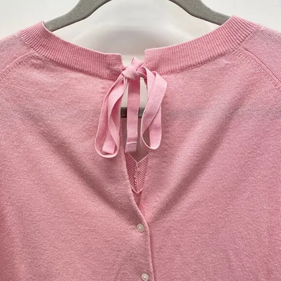 Brooks Brothers Red Fleece Merino Wool Women's M Pink Cardigan V Neck Sweater