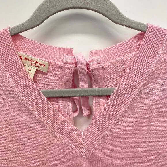 Brooks Brothers Red Fleece Merino Wool Women's M Pink Cardigan V Neck Sweater