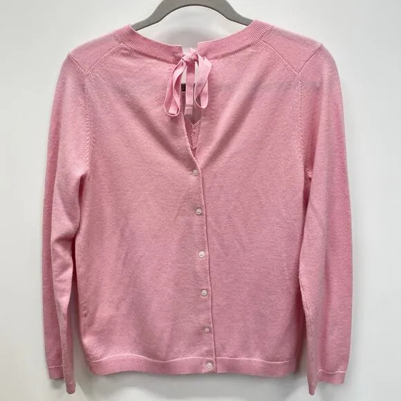 Brooks Brothers Red Fleece Merino Wool Women's M Pink Cardigan V Neck Sweater